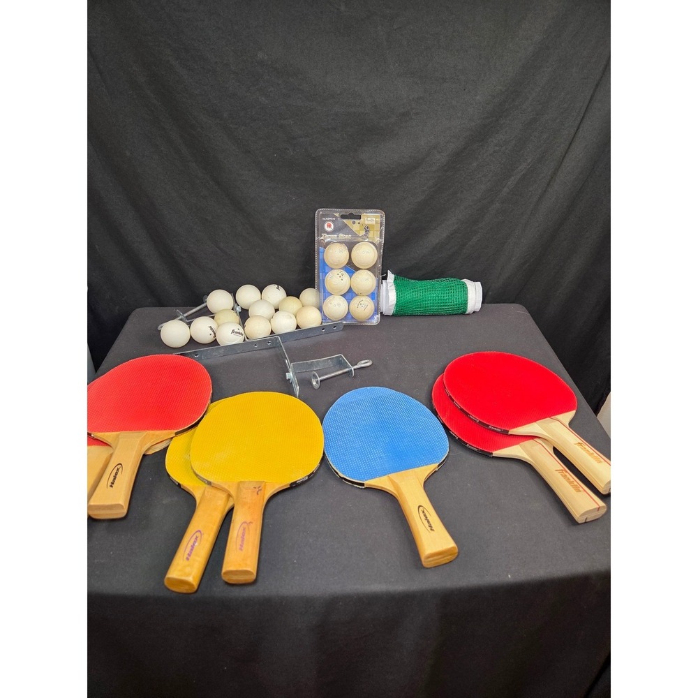 Halex Franklin Table Tennis‎ Set 7 Paddles Net Clamps Balls & TYR Mesh Bag